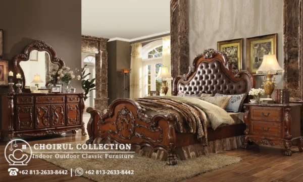 Set Furnitur Kamar Tidur Queen Ukir Klasik