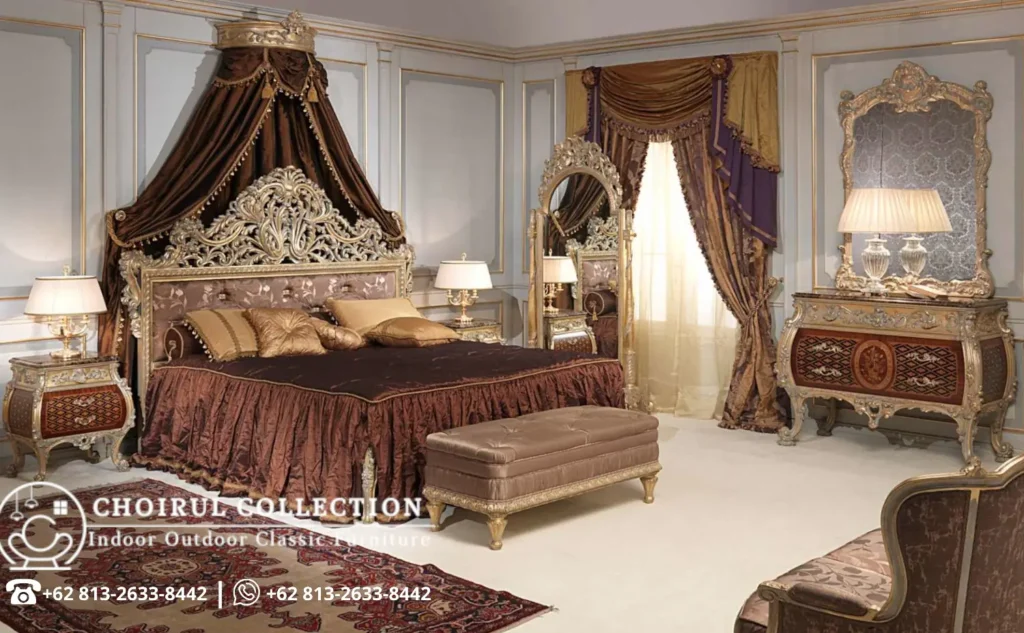 Set Furniture Kamar Tidur Vintage Mewah Ukir