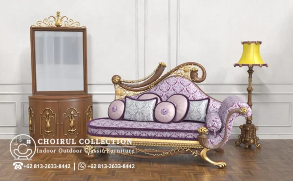 Set Furniture Sofa Ukir Klasik Ungu