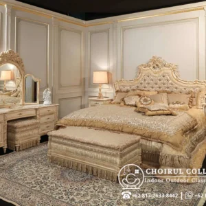 Set Kamar Tidur Ukir Krem Gold Mewah