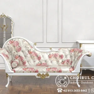 Sofa Daybed Mewah Putih Gold Ukir